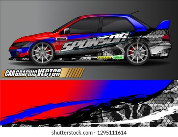rally car livery design vector. abstract race style background for vehicle vinyl sticker wrap