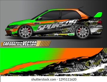 rally car livery design vector. abstract race style background for vehicle vinyl sticker wrap