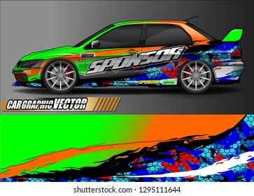 rally car livery design vector. abstract race style background for vehicle vinyl sticker wrap