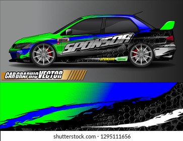 rally car livery design vector. abstract race style background for vehicle vinyl sticker wrap