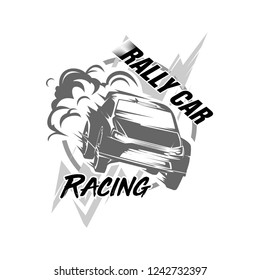 Rally car racing vector, Rally car logo vector