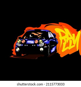 rally car and smoke illustration 