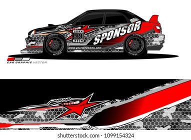 Rally car vector Livery. abstract lines for vehicle wrap designs