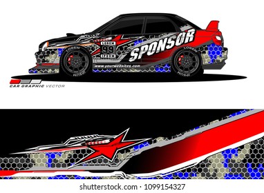 Rally car vector Livery. abstract lines for vehicle wrap designs