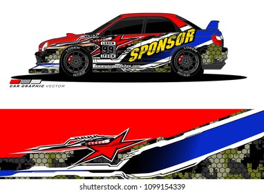 Rally car vector Livery. abstract lines for vehicle wrap designs