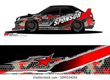 Rally car vector Livery. abstract lines for vehicle wrap designs