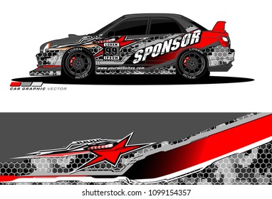 Rally car vector Livery. abstract lines for vehicle wrap designs