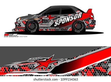 Rally car vector Livery. abstract lines for vehicle wrap designs