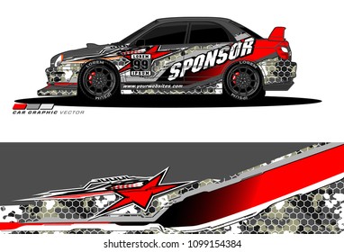 Rally car vector Livery. abstract lines for vehicle wrap designs