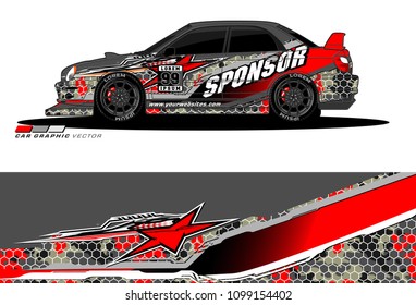 Rally car vector Livery. abstract lines for vehicle wrap designs