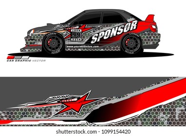 Rally car vector Livery. abstract lines for vehicle wrap designs