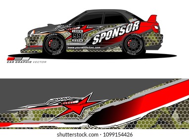 Rally car vector Livery. abstract lines for vehicle wrap designs