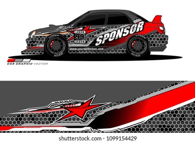 Rally car vector Livery. abstract lines for vehicle wrap designs