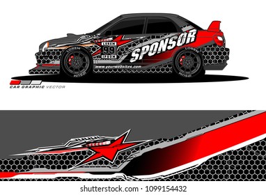 Rally car vector Livery. abstract lines for vehicle wrap designs