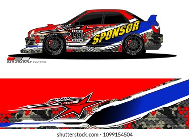 Rally car vector Livery. abstract lines for vehicle wrap designs