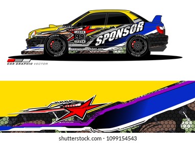 Rally car vector Livery. abstract lines for vehicle wrap designs