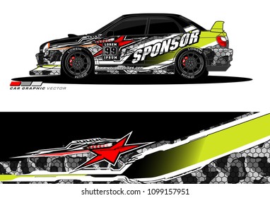 Rally car vector Livery. abstract lines for vehicle wrap designs