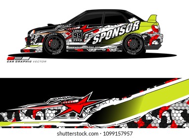 Rally car vector Livery. abstract lines for vehicle wrap designs