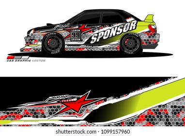 Rally car vector Livery. abstract lines for vehicle wrap designs