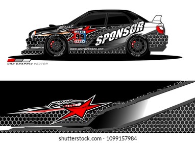 Rally car vector Livery. abstract lines for vehicle wrap designs