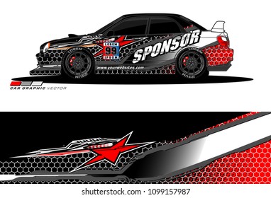 Rally car vector Livery. abstract lines for vehicle wrap designs