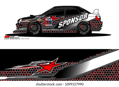 Rally car vector Livery. abstract lines for vehicle wrap designs