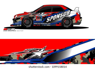 Rally car vector Livery. abstract lines for vehicle wrap designs