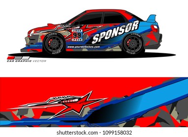 Rally car vector Livery. abstract lines for vehicle wrap designs