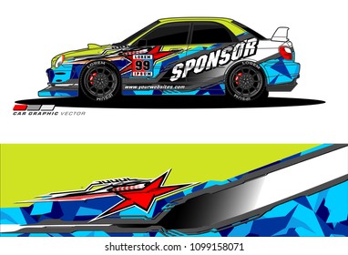 Rally car vector Livery. abstract lines for vehicle wrap designs