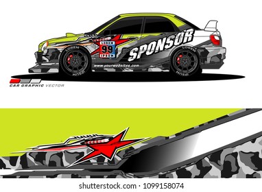 Rally car vector Livery. abstract lines for vehicle wrap designs