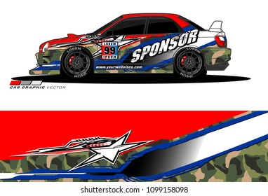Rally car vector Livery. abstract lines for vehicle wrap designs