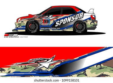 Rally car vector Livery. abstract lines for vehicle wrap designs