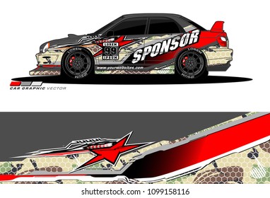 Rally car vector Livery. abstract lines for vehicle wrap designs