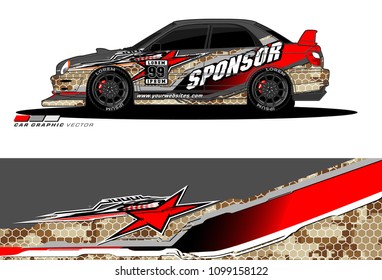 Rally car vector Livery. abstract lines for vehicle wrap designs