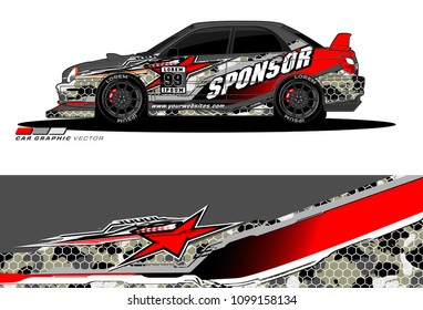 Rally car vector Livery. abstract lines for vehicle wrap designs