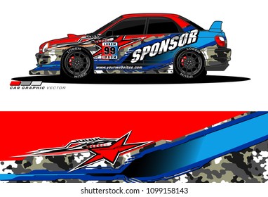 Rally car vector Livery. abstract lines for vehicle wrap designs