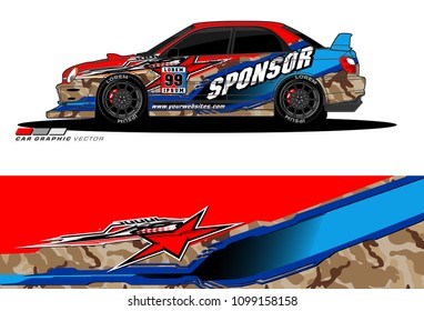 Rally car vector Livery. abstract lines for vehicle wrap designs