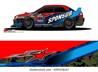 Rally car vector Livery. abstract lines for vehicle wrap designs