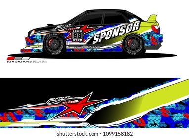 Rally car vector Livery. abstract lines for vehicle wrap designs