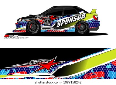 Rally car vector Livery. abstract lines for vehicle wrap designs