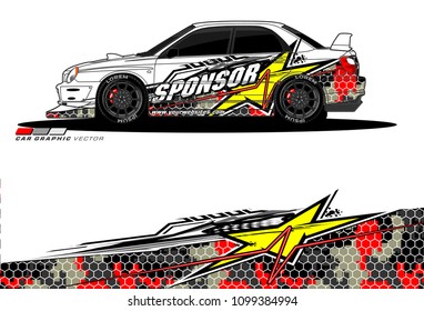 Rally car vector Livery. abstract lines for vehicle wrap designs