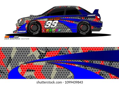 Rally car vector Livery. abstract lines for vehicle wrap designs