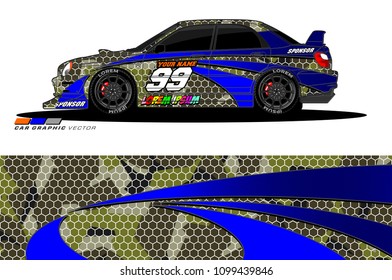 Rally car vector Livery. abstract lines for vehicle wrap designs