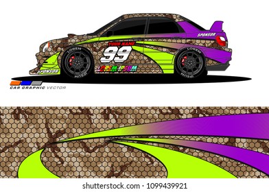 Rally car vector Livery. abstract lines for vehicle wrap designs