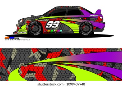 Rally car vector Livery. abstract lines for vehicle wrap designs