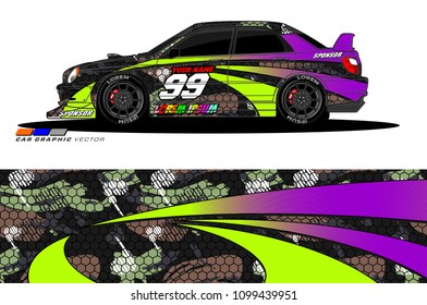 Rally car vector Livery. abstract lines for vehicle wrap designs