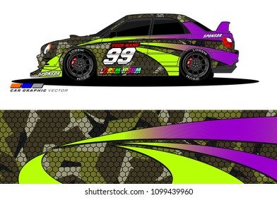 Rally car vector Livery. abstract lines for vehicle wrap designs