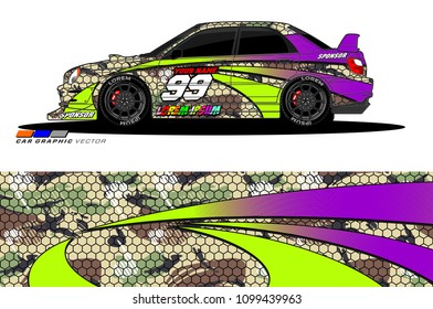 Rally car vector Livery. abstract lines for vehicle wrap designs