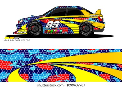Rally car vector Livery. abstract lines for vehicle wrap designs