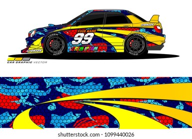 Rally car vector Livery. abstract lines for vehicle wrap designs